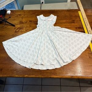 The Proper Peony white pink bunny carrot 100% Pima cotton dress size 8